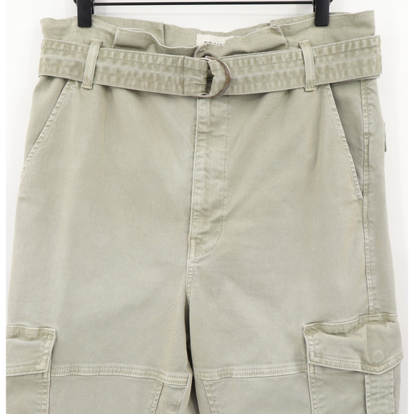 Frame Women's Safari Paperbag Cargo Belted Pants in Washed Olive Green Sz 30 - Picture 3 of 7